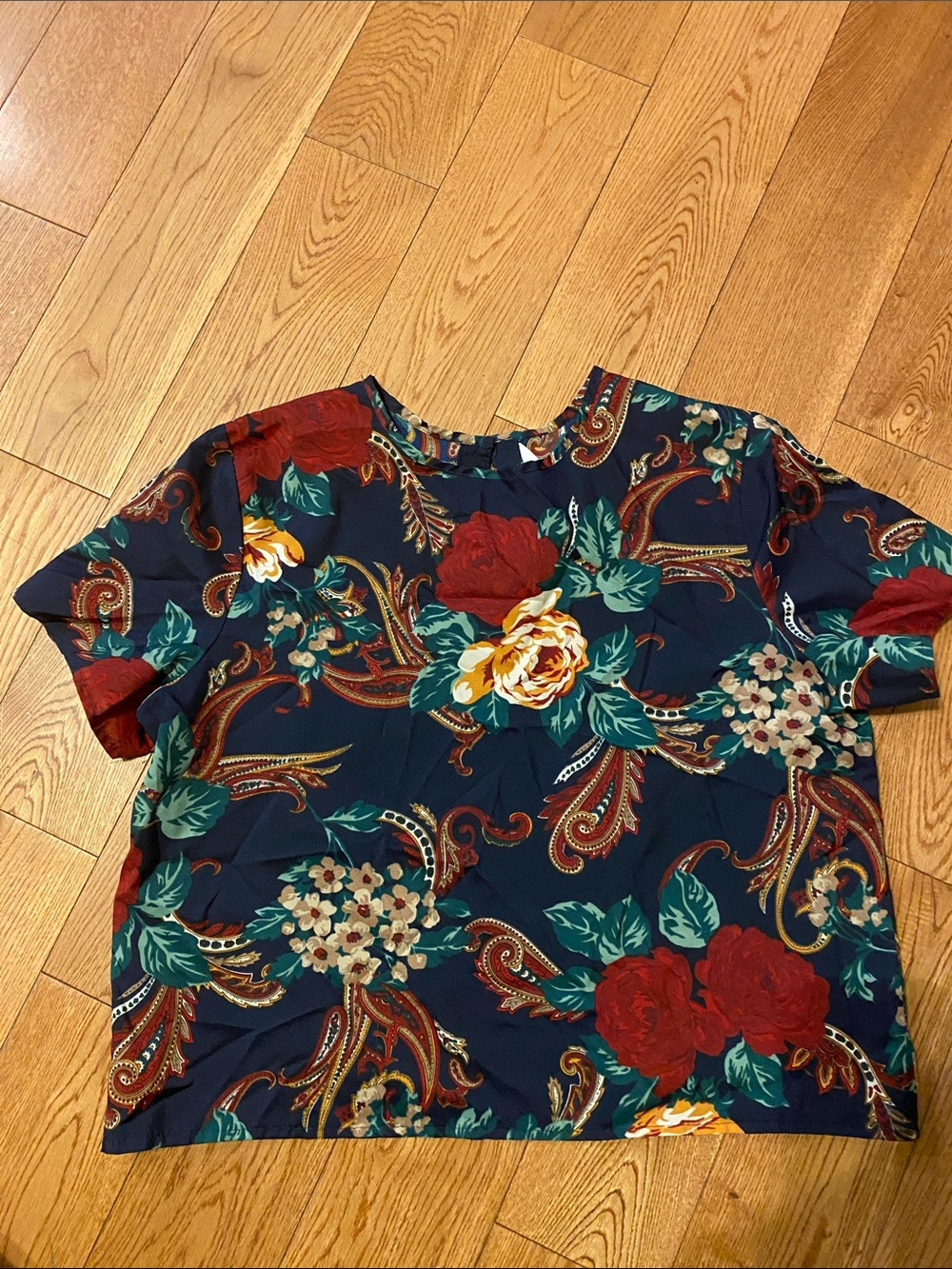 Vintage 90s Blair Boutique Floral Paisley Blouse Top Blue Red Warren PA